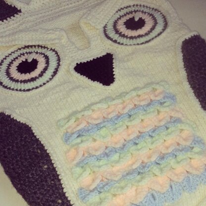 Baby Cocoon with Owl Crochet Details