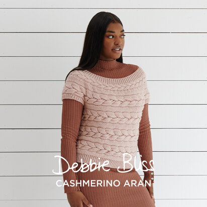 Sideways Cable Top - Knitting Pattern for Women in Debbie Bliss Cashmerino Aran by Debbie Bliss