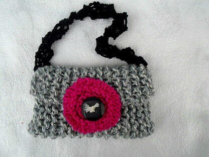 894 Two little purses- Two knit flowers