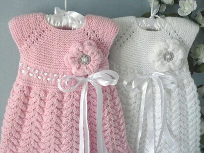 Knitting PATTERN Baby Dress Knitted Flower