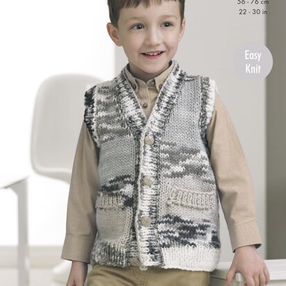 Slipovers & Waistcoats in King Cole Big Value Multi Chunky - 4243 - Downloadable PDF