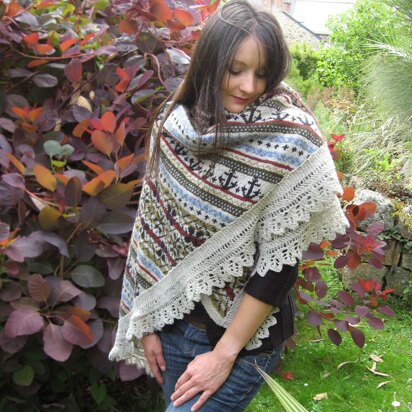 Celtic Tweed Fair Isle Shawl