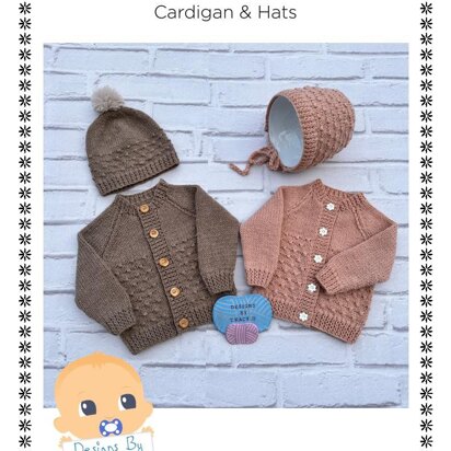 Thalia Baby Cardigan, Hat & Bonnet knitting pattern 0-6mths