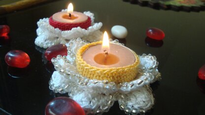 Beaded Lotus Candle Holder