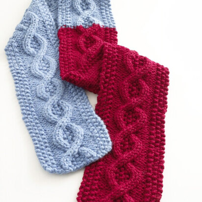 Cable Scarf in Lion Brand Wool-Ease Thick & Quick - 80678AD - Downloadable PDF