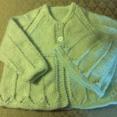 Pretty Matinee Jacket & Toque 0-3 months