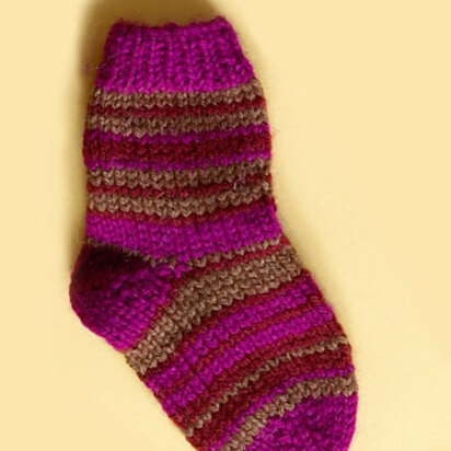 Knit Child's Striped Socks in Lion Brand Wool-Ease - 70278A