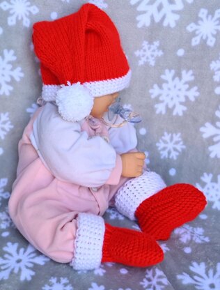 Santa  Baby Hat And Booties