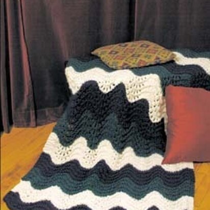 Knit Preppy and Vineyard Ripple Knit Afghan in Lion Brand Wool-Ease Thick & Quick - 20136A