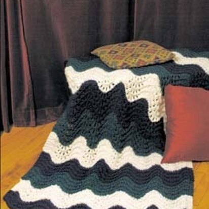 Knit Preppy and Vineyard Ripple Knit Afghan in Lion Brand Wool-Ease Thick & Quick - 20136A - knitting pattern