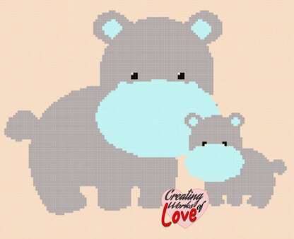 Mommy And Baby Hippo Stitch Graphgan