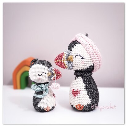 Carly & Paul - Mummy and baby puffin crochet