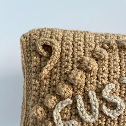 Custard Cream Crochet Cushion