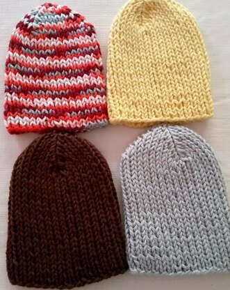 Simple Knit Hats for the Family