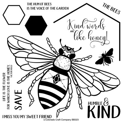 Colorado Craft Company Clear Stamps 6"X6" - Honey Bee-Big & Bold