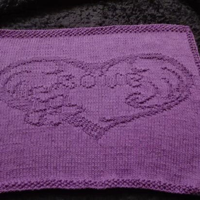 Dish cloth Heart with love - knitting pattern