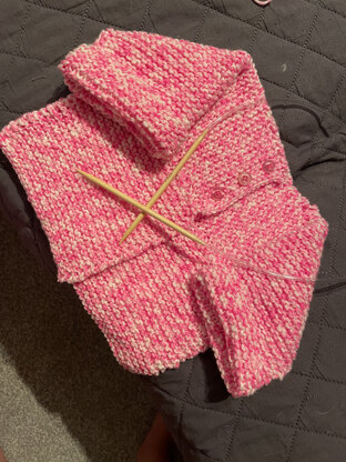 Pink & white first baby cardigan