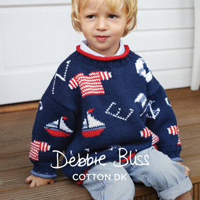Nautical Sweater -  Jumper Knitting Pattern for Kids in Debbie Bliss Cotton DK