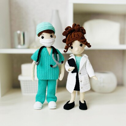 Amigurumi doll, crochet doctor, amigurumi doctor doll, doctor doll, doll clothes crochet pattern, Doctors