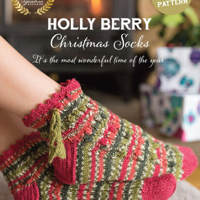 Hollyberry Christmas Socks in West Yorkshire Spinners Signature 4 Ply - Downloadable PDF