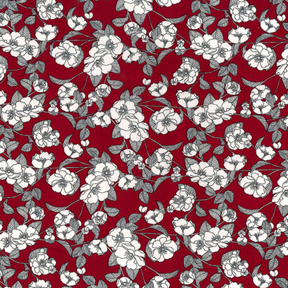 Oddies Textiles Cotton Poplin Printed – Floral Burgundy