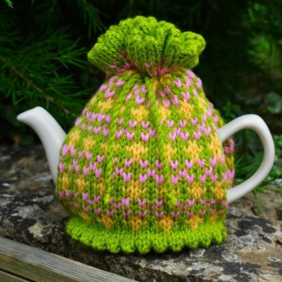 Springtime Fair Isle 2 Cup Teapot Cosy Knitting Pattern