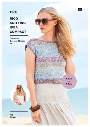 Top & Shawl in Rico Creative Cotton Stripes DK - 1175 - Downloadable PDF