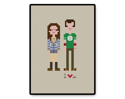 Amy and Sheldon In Love - PDF Cross Stitch Pattern