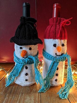 Wine-derful Time Snowman Bottle Cozies