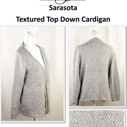 Textured Top Down Cardigan in Cascade Sarasota - DK420 - Downloadable PDF