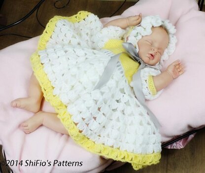 Crochet Pattern baby dress and hat UK & USA Terms #15