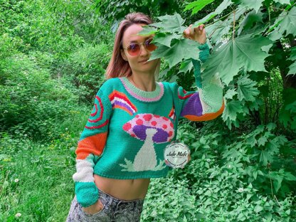 Hippie magic mushroom sweater