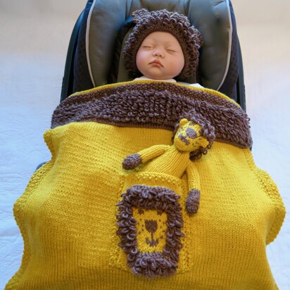 Lion Baby Car Seat Blanket Hat & Toy
