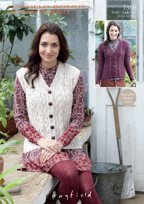 Waistcoat & Cardigan in Hayfield Bonus Aran Tweed - 7369 - Downloadable PDF