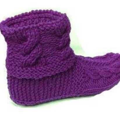 Vertical Braided Cuff Slippers - knitting pattern