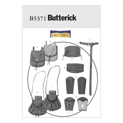 Butterick Handgelenkstützen für Damen/Herren, Korsett, Gürtel und Taschen B5371 - Schnittmuster