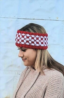 Red and White Checkerboard Headband