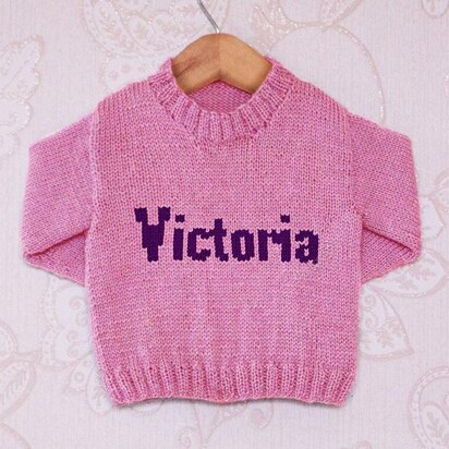 Intarsia - Victoria Moniker Chart - Childrens Sweater