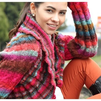 Cabled Shrug in Noro Kureyon