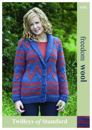 Knitted Shawl Collar Jacket in Twilleys Freedom Wool - 9191