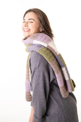 Color Block Scarf in Lion Brand Basic Stitch Anti Microbial - M23006BSAM - Downloadable PDF