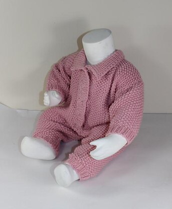 Baby Simple Aran Moss Stitch Collar Onesie