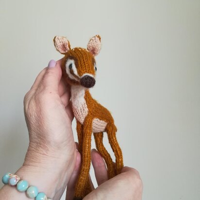 Toy Knitting Patterns -Knit Deer baby soft toy from yarn, knitting gift