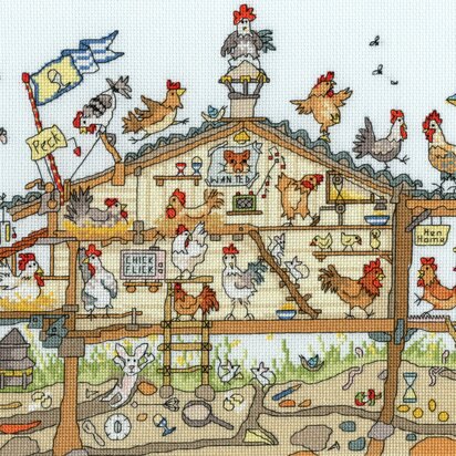 Bothy Threads Cut Thru' Hen Home by Amanda Loverseed Cross Stitch Kit - 35 x 26cm