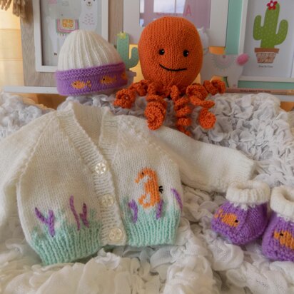 Premature Baby Sea Collection Cardi & Octopus Set