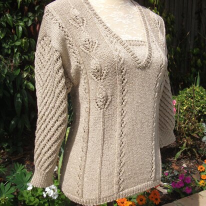 Lace & Leaf Sweater with Batwing Sleeves