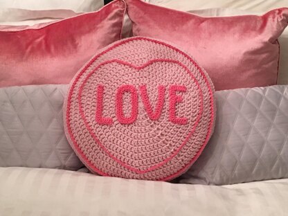 Crochet Love Heart Cushion