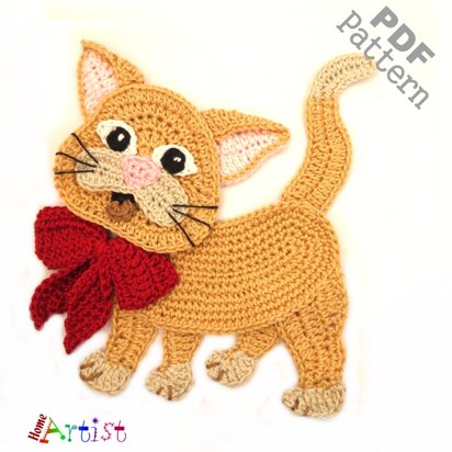 Cat 2 crochet applique pattern