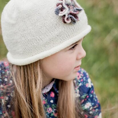 Rolled Brim Beanie with Flower