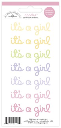 Doodlebug Doodles Cardstock Stickers - Multicolor It's A Girl